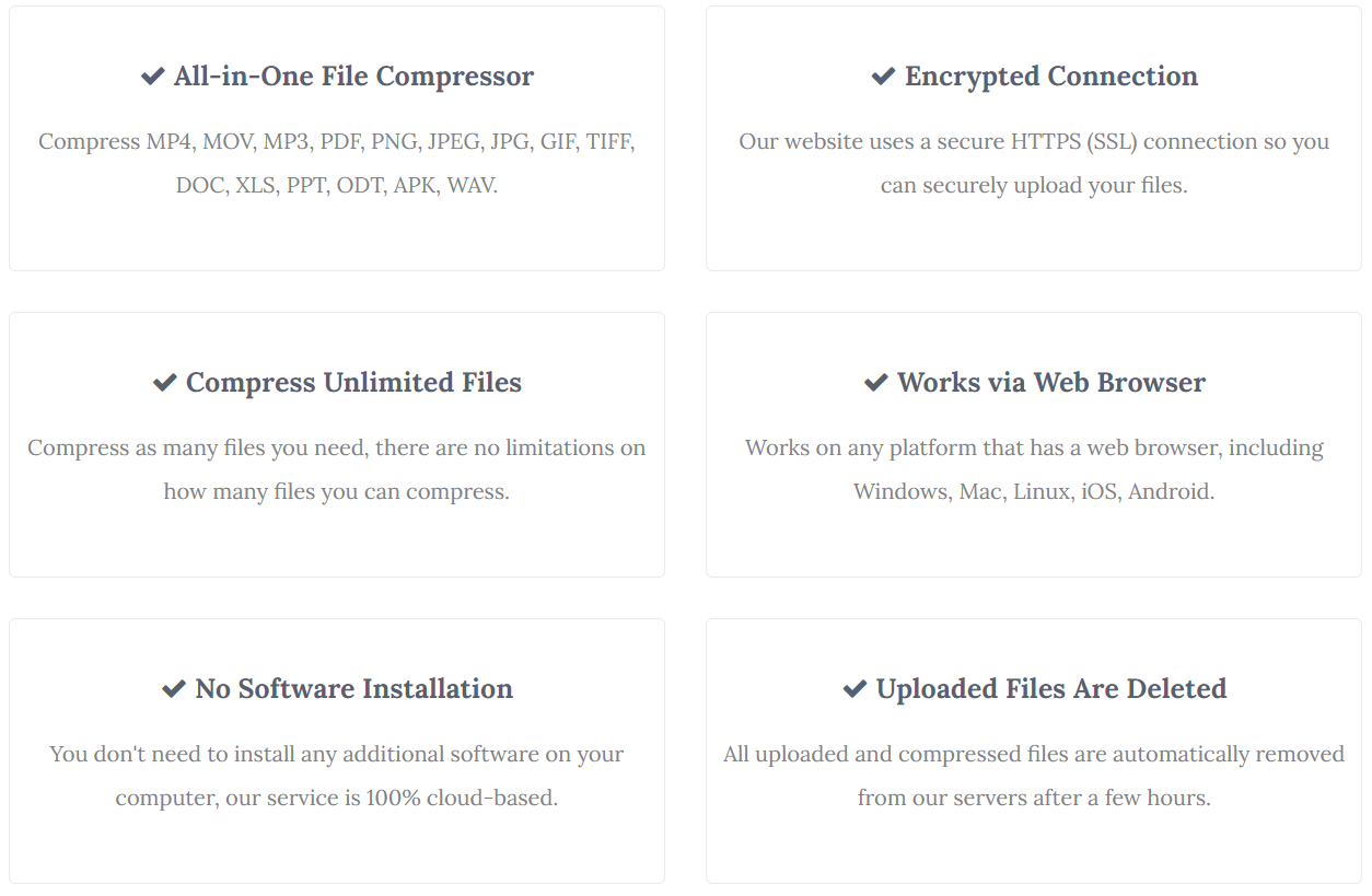 compress1 Compress/Reduce file size of videos, PDF documents, songs and images.